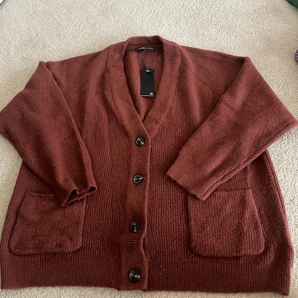 Rust Button-Up Cardigan